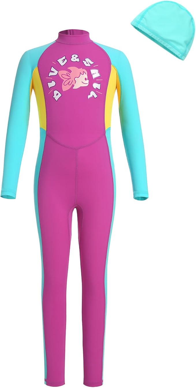 IBTOM CASTLE Kids Wetsuit for Boys Girls Toddler One Piece Rash Guard Full Body Swimsuit Long Sleeve Swimwear Diving