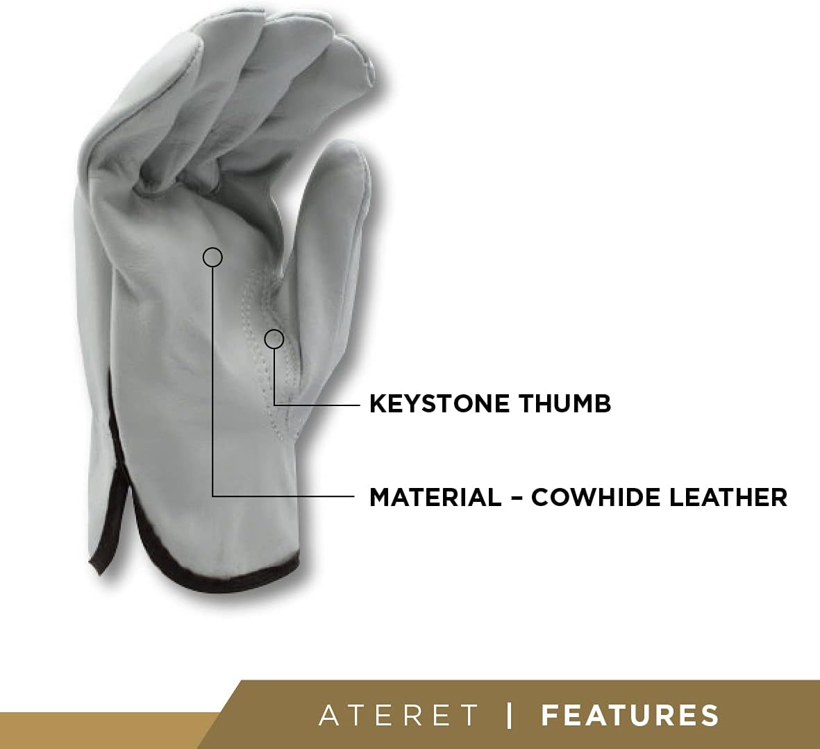 ATERET 12 Pairs Medium Heavy Duty Durable Cowhide Leather Work Gloves I Driver Gloves for Truck Driving, Warehouse, Gardening, Farming