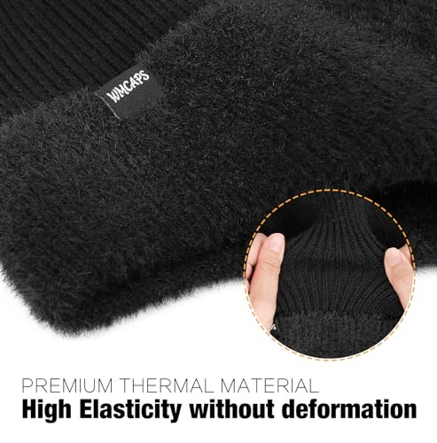 Wmcaps Winter Fleece Line Beanie with Earflap for Men Women, Outdoor Warm Thermal Knitted Hat Stocking Caps