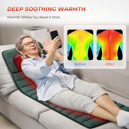 Himouta Full Body Massage Mat with Heat, Detachable Massager Pad Deep Tissue Pain Relief,10 Vibrating Motors and 9 Speed S...