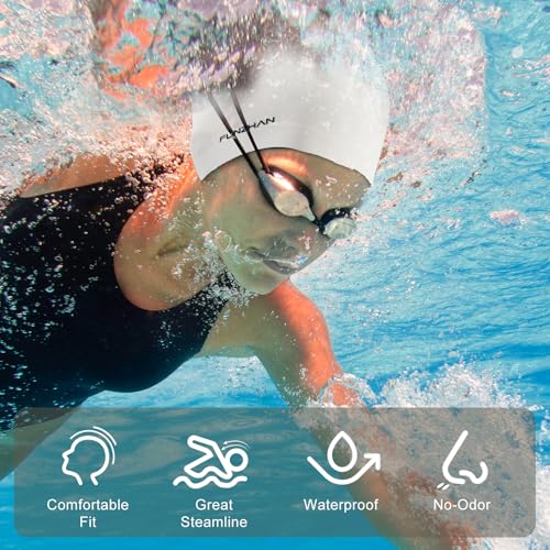 Funzhan Silicone Swimming Cap Waterproof Non-Slip Comfortable Swimming Hat High Elasticity Swim Cap for Women Man