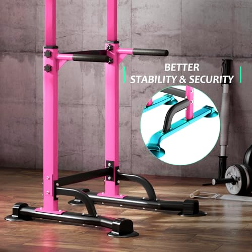 SogesPower Power Tower Dip Station Pull Up Bar for Home Gym Adjustable Height Strength Training Workout Equipment,Pull Up ...