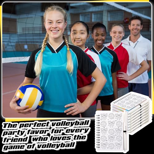 Resurhang 12 Sets Volleyball Notebook Gifts Volleyball Bow Coquette Spiral Notebook Ballpoint Pens for Coaching Supplies C...