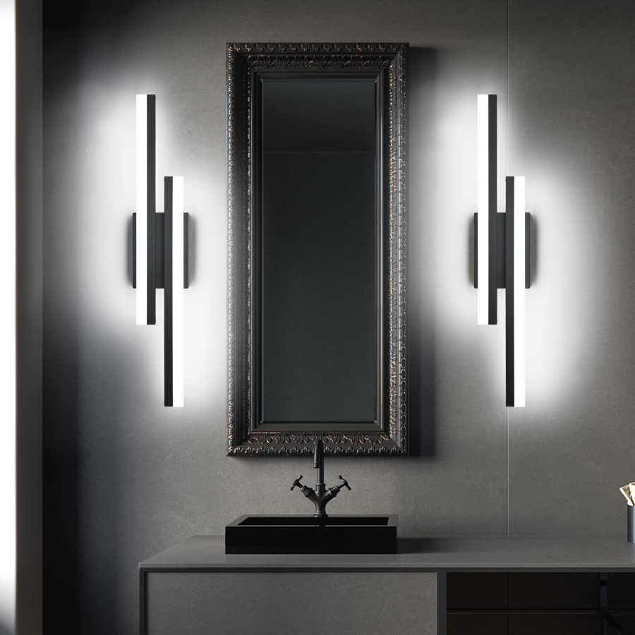 Presde 24In Dimmable Led Bathroom Vanity Light Fixture - Black Metal, Cold White 6000K, Model 6660-610Mm