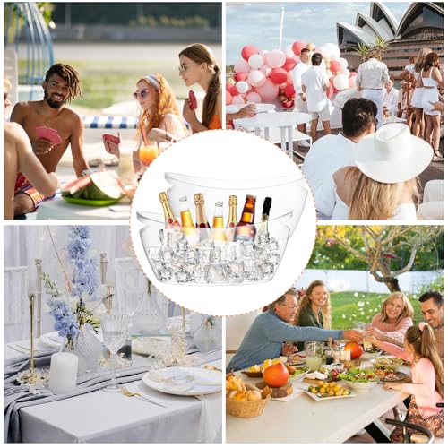 MIVIDE 2 Pack Ice Buckets for Parties, 6L Clear Ice Bucket with 2pcs Scoops, Large Champagne Buckets Tub, Ice Bucket for M...