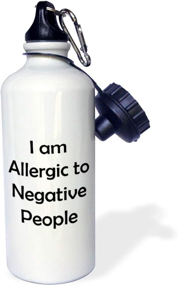 3dRose I Am Allergic to Negative People Sports Water Bottle, 21 oz, Multicolor