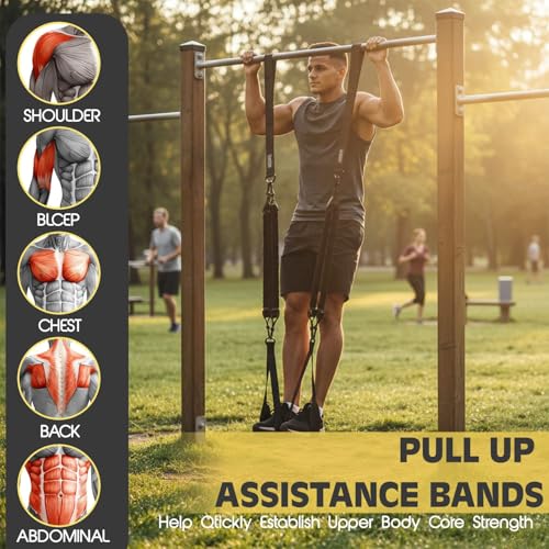 Pull Up Assistance Bands – Heavy Duty Adjustable Pull Up Assist Bands with Foot & Knee Support for Pull Up Bar, Pull Up Re...