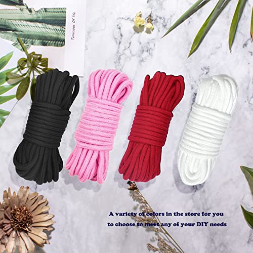 picoggo Soft Cotton Rope, 32 feet / 10m Rope, 8mm Thick, Soft Rope, Long Rope, Soft Tying Rope (Pink+Pink)