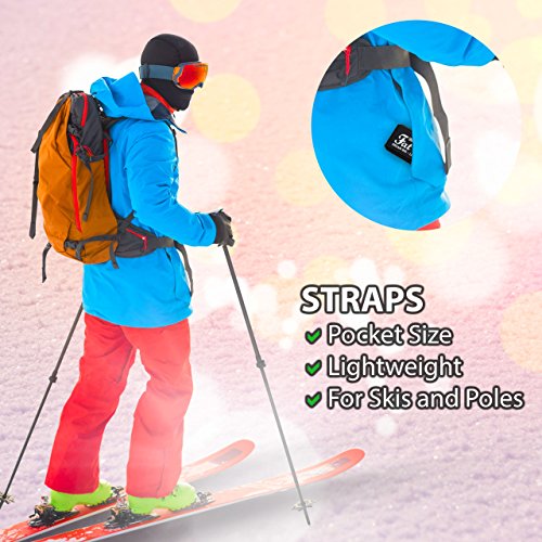 Fat Cookie Outdoors Ski Straps – Hook and Loop Ski Carrier with EVA Padding – Compact Universal Fit for Carrying Narrow an...