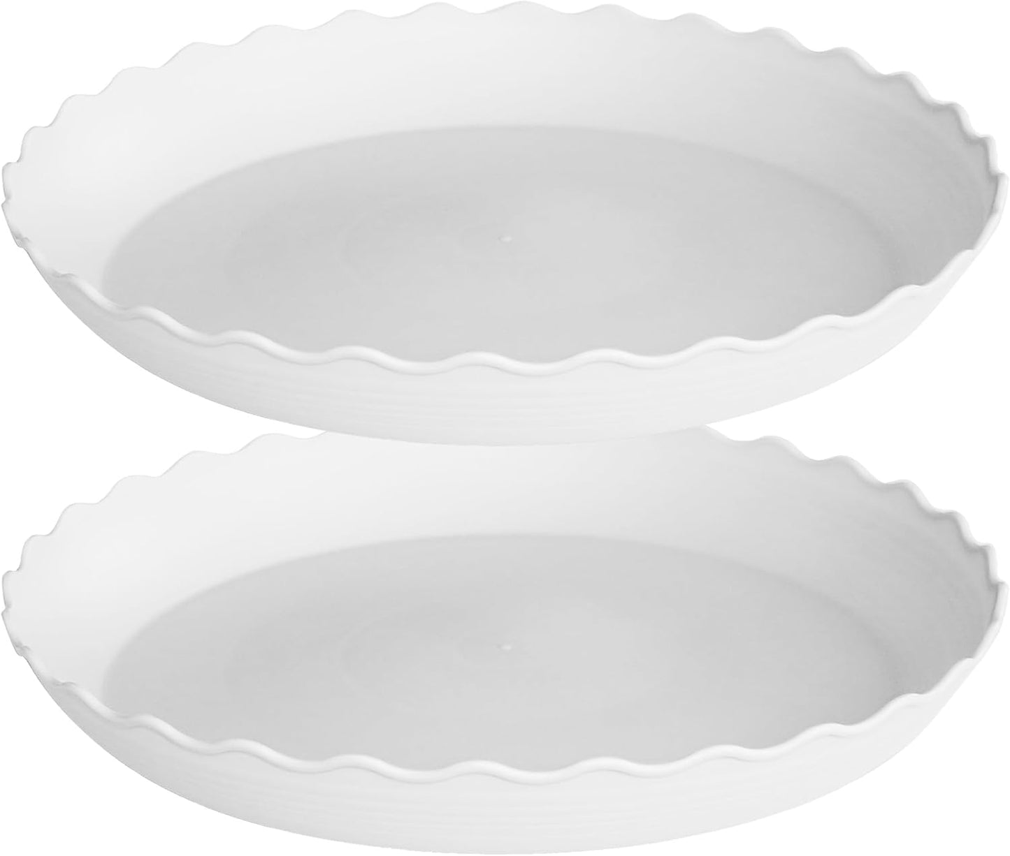 Large Plant Saucer 16 inch, 2 Pack Heavy Sturdy Plastic Plant Tray for Planter, Flower Saucers for Indoors, Flower Pots Saucers, Plant Drainage Tray Round (White)