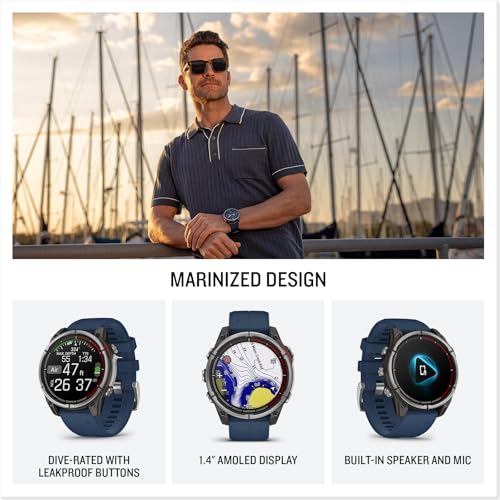 Garmin® quatix® 8, 47 mm, Marine GPS Smartwatch, Bright AMOLED Display, Chartplotter Controls, Built-in Flashlight, 24/7 H...