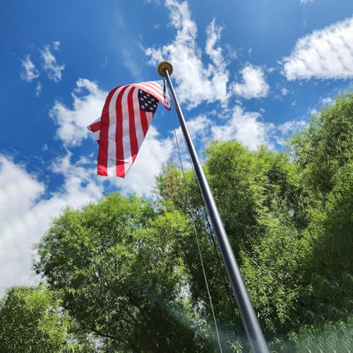FFILY Heavy Duty 25 FT Flag Pole, Unbending 100MPH Wind Resistance, 12Gauge 95HBW Hard Aerospace Aluminum, In-Ground Flagp...