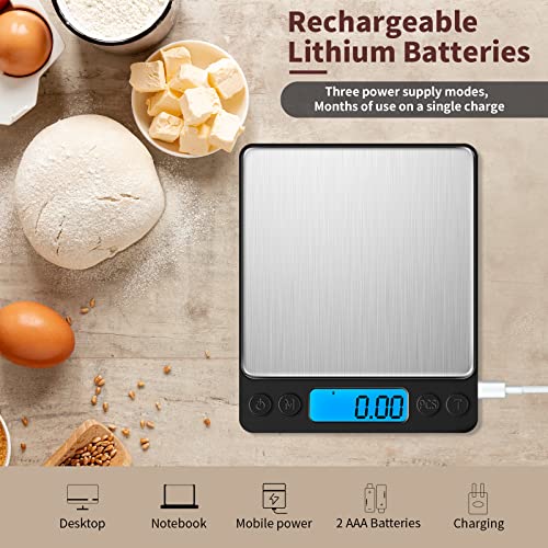 Small Digital Gram Scale 1000g by 0.01g, MEIYA High Accuracy Scale for Food Ounces and Grams, Upgrade USB Charging Kitchen...
