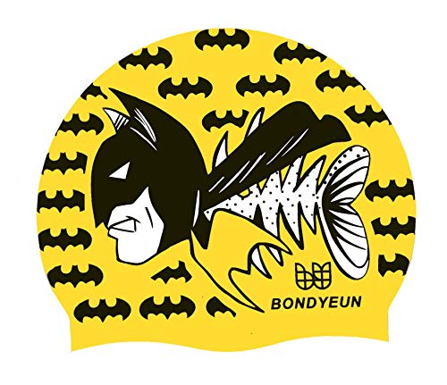 BONDYUEN Swim Cap Fit Kids Boys Girls Men Women with Short or Medium Hair Fun Cute Design Patterns Silicone Swimming Caps