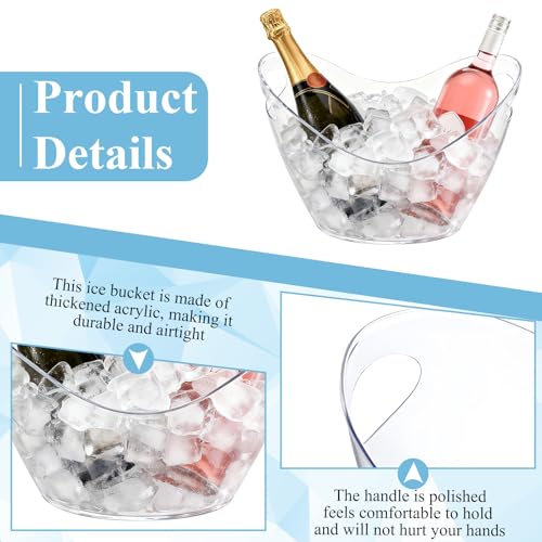LIQWEI 3 Pcs Ice Bucket, 4 Liter Champagne Wine Bucket with Scoops, Beer Buckets Beverage Bin Clear Acrylic Storage Tub fo...