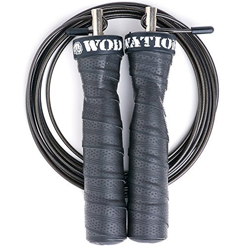 WOD Nation Attack Speed Jump Rope : Adjustable Jumping Ropes : Unique Two Cable Skipping Workout System : One Thick and On...