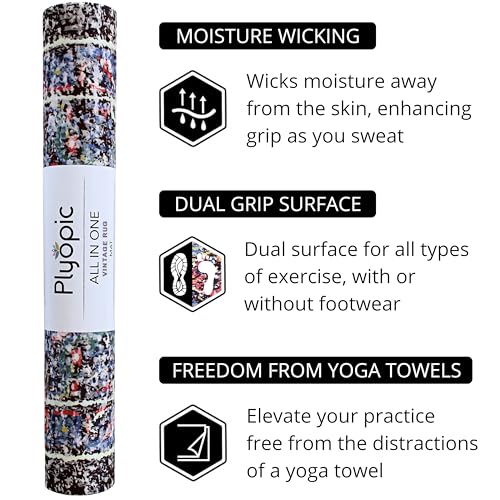 Plyopic. All In One Yoga Mat | Luxury Sweat-Grip Mat/Towel Combo | Ideal for Yoga, Hot Yoga, Bikram, Pilates, Workout & Ex...