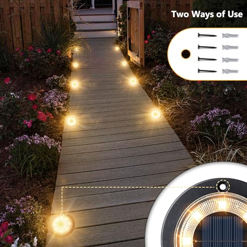 Flacchi Solar Ground Lights - Solar Powered Lights Outdoor Solar Disk Light Waterproof Landscape Light for Patio Yard Path...