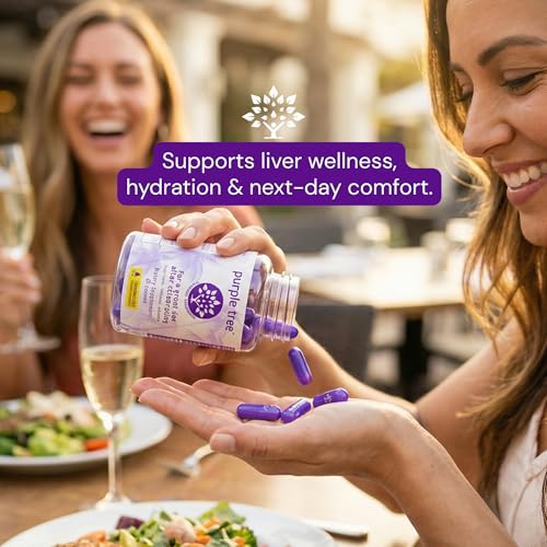 purple tree Post-Celebration Wellness Supplement for Liver Support & Hydration | Liposomal Dihydromyricetin (DHM), L-Gluta...