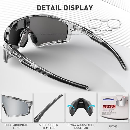 KAPVOE Polarized Cycling Glasses Men Women Mountain Bike Glasses MTB Riding TR90 Sport Sunglasses Running Bicycle K76