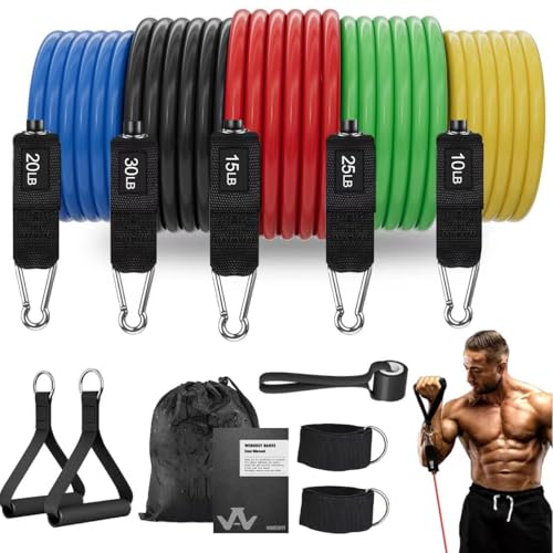 WHATAFIT Resistance Bands Set with Handles - Exercise Bands Home Gym Strength Training Equipment, Includes Door Anchor & A...