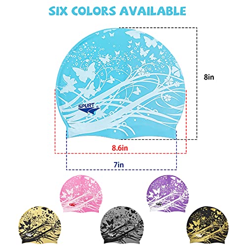 Moolecole Soft Waterproof Silicone Swim Cap Girls Summer Pool Sea Swimming Cap Bathing Haircare Hat for Long Hair