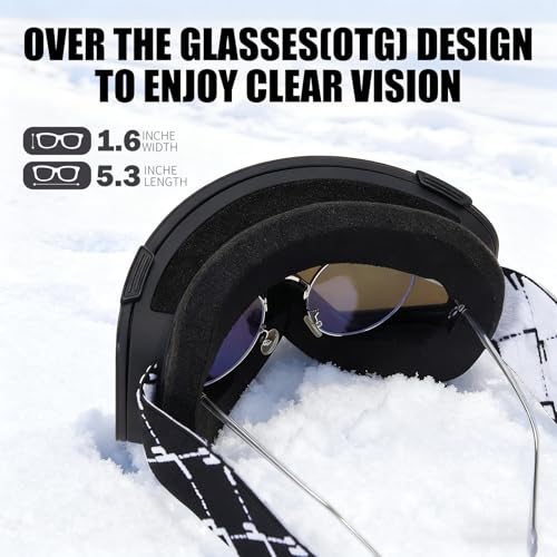 JQF Gear Ski Goggles Over Glasses Snow/Snowboard Goggles OTG Magnetic Full Revo for Men Women Adult UV Protection
