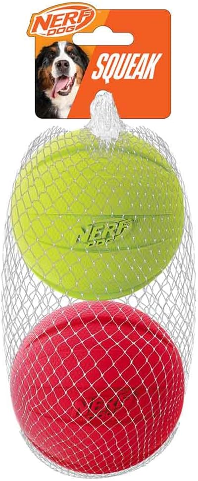 Nerf Dog Classic Squeak Ball Outdoor Dog Toy, 3.8 Inch Dog Ball Fetch Toy, Squeaking Toy for Medium and Large Breeds, Gree...