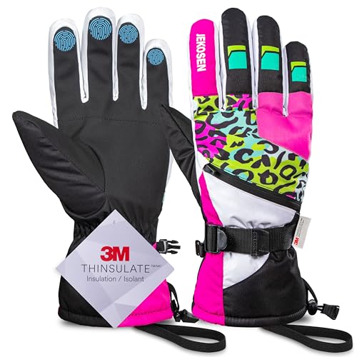JEKOSEN Ski Gloves Mens Womens Waterproof Touchscreen Snowboard Gloves Snow Winter