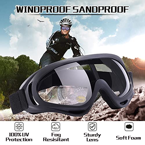 LOEO Motorcycle Goggles 2 Pack - ATV Dustproof Dirt Bike Goggles for Ski Racing Riding, Off Road Waterproof Motocross