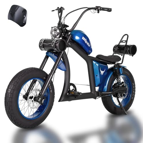BIGNIU Adult Electric Bike, 1500W Brushless Motor 52V/27Ah Range Up to 38 Miles E Bike Front/Rear Turn Signals Dual Suspen...