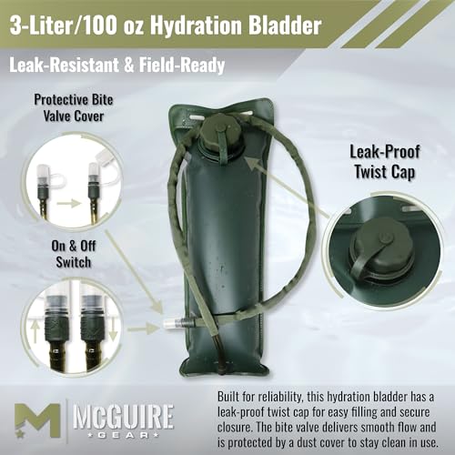 M MCGUIRE GEAR Hydration Bladder, 3L/100 oz. Water Bladder, Leak Proof Hydration Pack, Water Reservoir with Insulated Drin...
