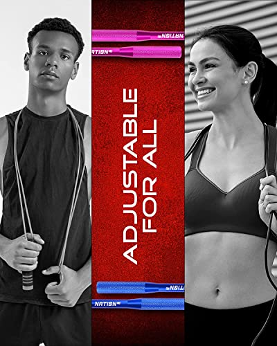 WOD Nation Aluminum Handle High Speed Adjustable Jump Rope for Women and Men - Perfect Skipping Rope for Boxing, Fitness, ...