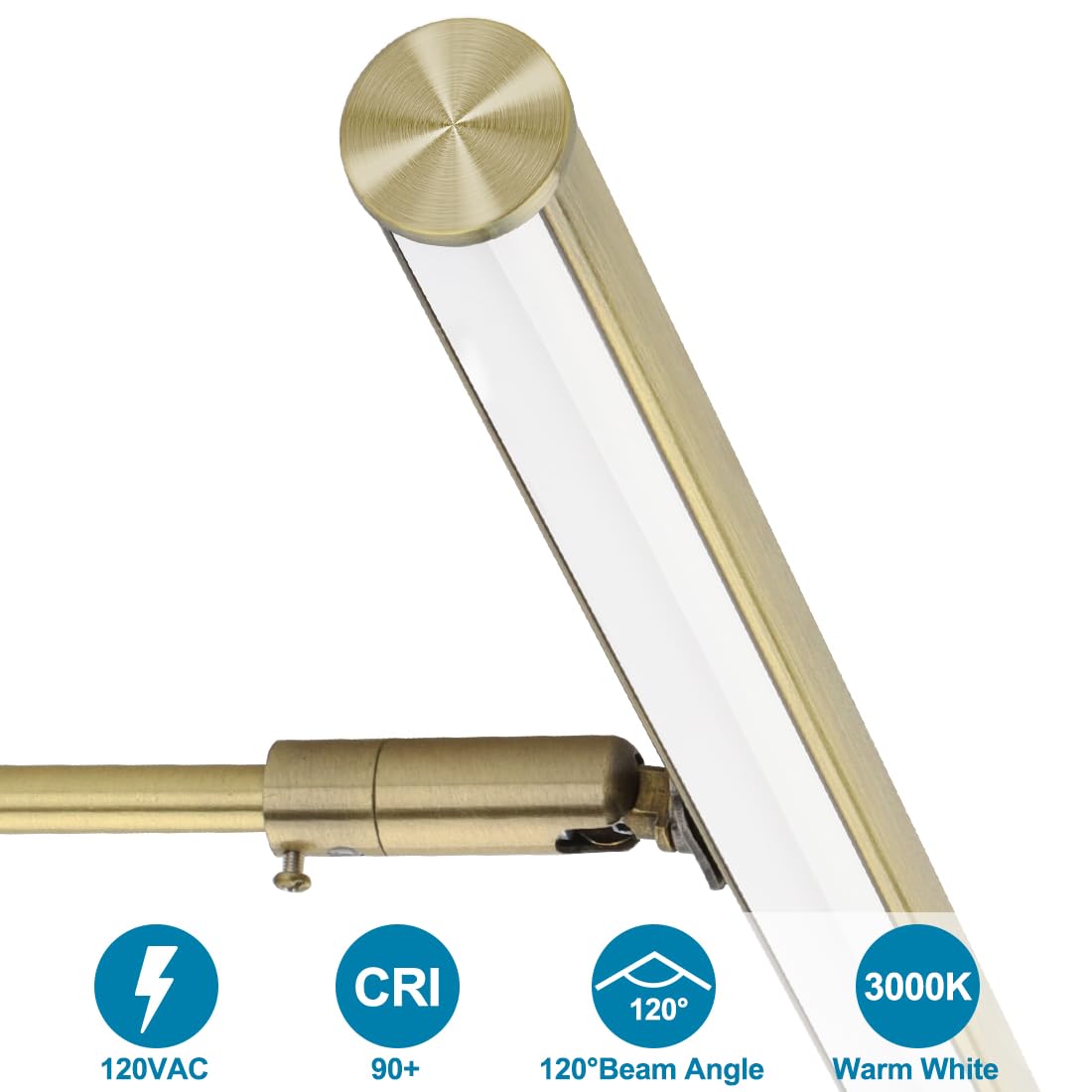 Xbuyee LED Picture Lights for Paintings Plug in, 16inch 6W Adjustable Art Light Gallery Wall Light for Display Art Work, Antique Brass Finish, CRI90+, 3000K Warm White