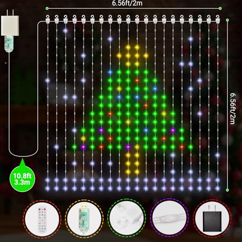 CoziTech Smart Curtain Lights, Color Changing 400 LED Curtain Lights 6.6 * 6.6 FT, RGB DIY String Fairy Light for Bedroom ...