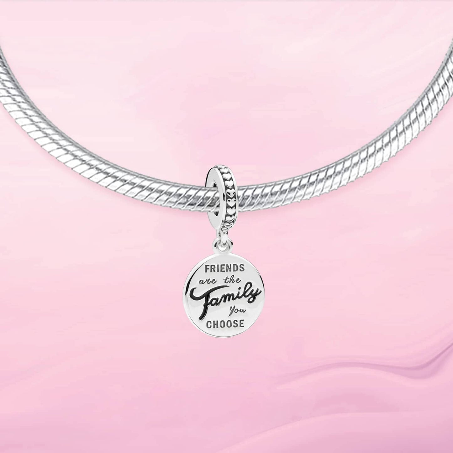VALGACLS Best Friend Charms for Bracelets - Sterling Silver 'Are Family' Charm