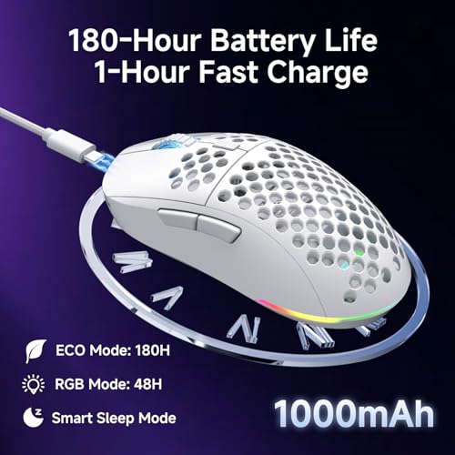 DIERYA M1 Wireless Gaming Mouse, 24000DPI, 180Hrs Battery, 16.8M RGB, 6 Programmable Buttons, Lightweight, Tri-Mode (2.4G/...