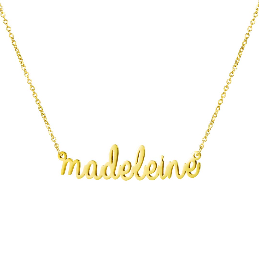 Awegift Women Jewelry Name Necklace Big Initial Gold Plated Best Friend Women Gift for Her Madeleine
