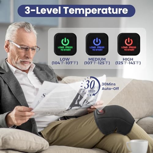 Heating Pad for Knee Cordless, Heated Knee Brace with 3000mAh Large Battery Capacity, Knee Warmer for Arthritis Injury Spr...