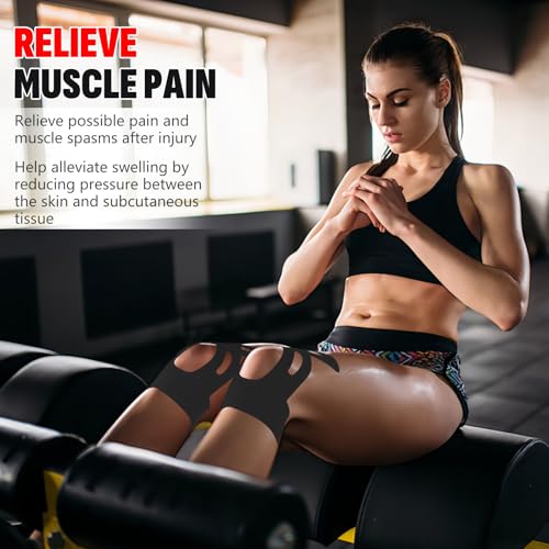 16 Pcs Kinesiology Tape for Knees, Pre Cut Knee Support & Stability, Elastic, Breathable, Latex-Free Pain Relief Athletic ...