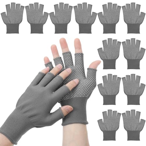 DOPENSPI 6 Pack Half-Finger Workout Gloves, Lightweight Half-Finger Slip Breathable Fingerless Work Glove Compression Glov...