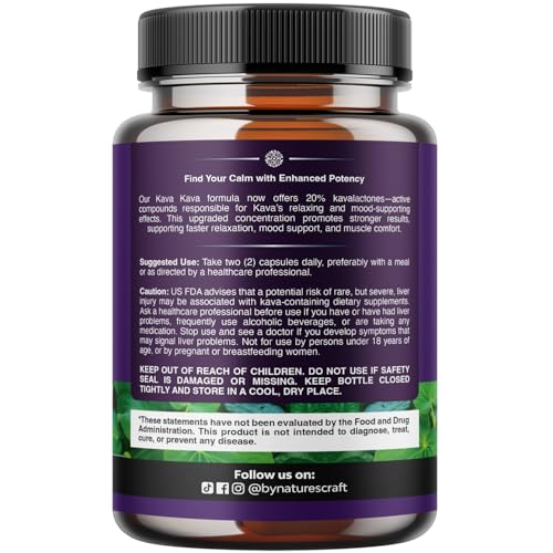 Kava Kava Root Extract Supplement 1000mg - Fast Acting Herbal Support with Kavalactones for Balanced Mood - Relax Calming ...
