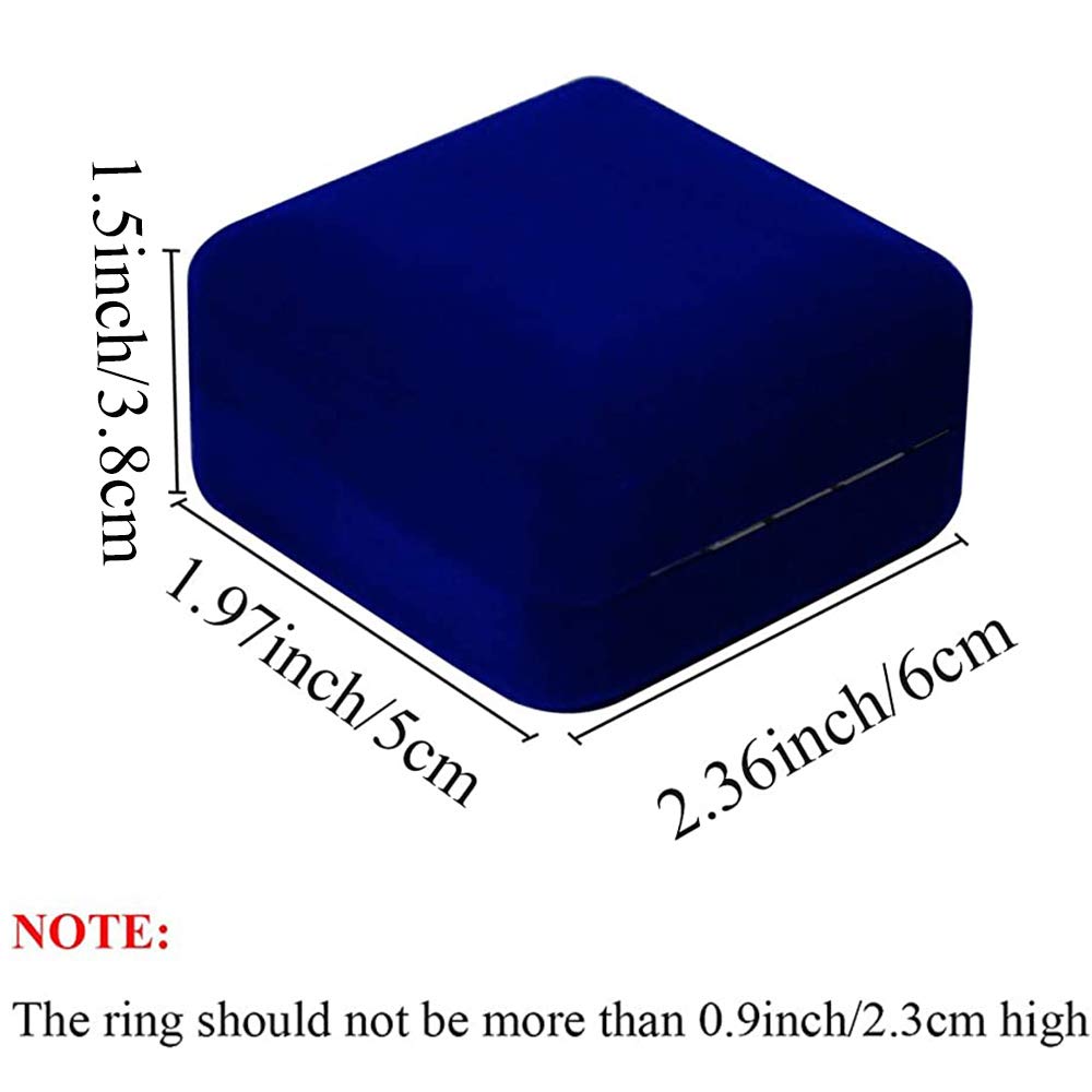 GBYAN Single Slot Velvet Ring Box for Engagement or Wedding with LED Light - Blue