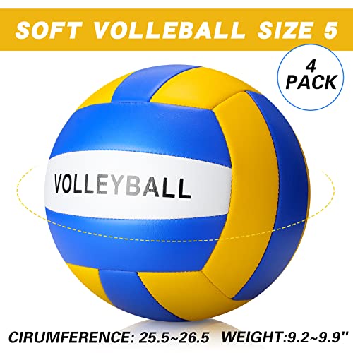 Jerify 4 Pcs Official Size 5 Volleyball Waterproof Indoor Outdoor Volleyball Soft Training Volley Ball for Beginner Adult ...