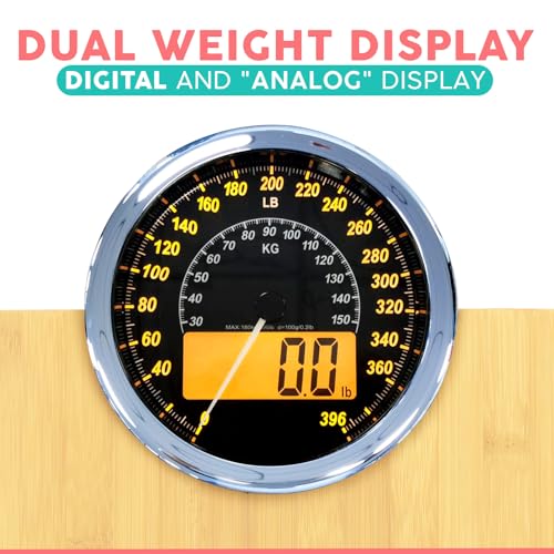 Adamson Hybrid 2-in-1 Analog & Digital Weighing Scale for Body Weight up to 400lbs - Thick Tempered Glass - Extra Large Di...