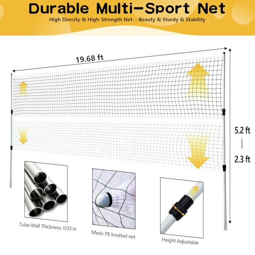 ZHUOKECE Outdoor Volleyball and Badminton Combo Set, Official Size 5 Volleyballs and Badminton Rackets Set of 5 for Outdoo...
