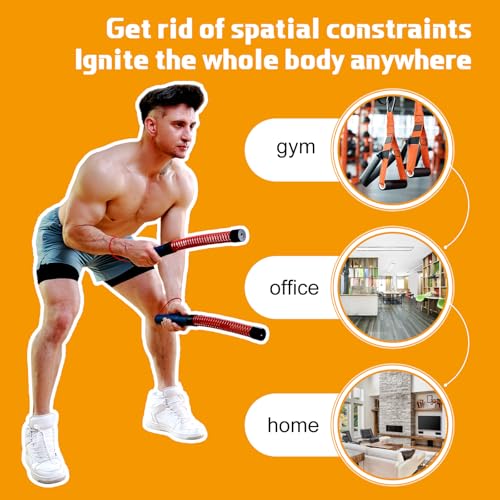 Tasdurian Upgraded Ropeless Exercise Rope 2.0 for Exercise Workout 4 Adjustable Weight Levels Jump Rope Portable Strength ...