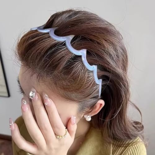 Spenlly 2Pcs Zig Zag Headbands for Women Girls, Plastic Shark Tooth Hair Comb Fashion Non Slip Teeth Hair Accessories (Pin...