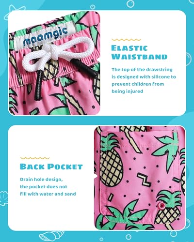 maamgic Boys Swim Trunks with Compression Liner Toddler Stretch Swim Shorts