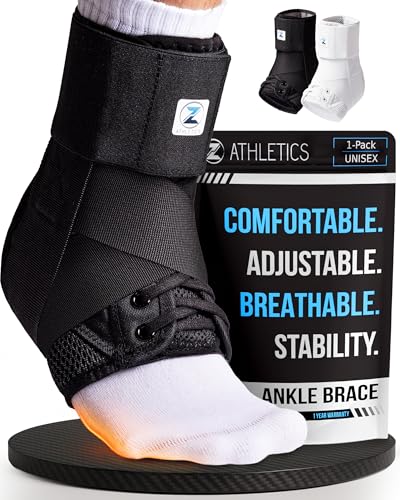 Z ATHLETICS Ankle Brace for Women & Men - Lace Up Adjustable Support with Side Stabilizers for Sprained Ankle, Achilles Te...